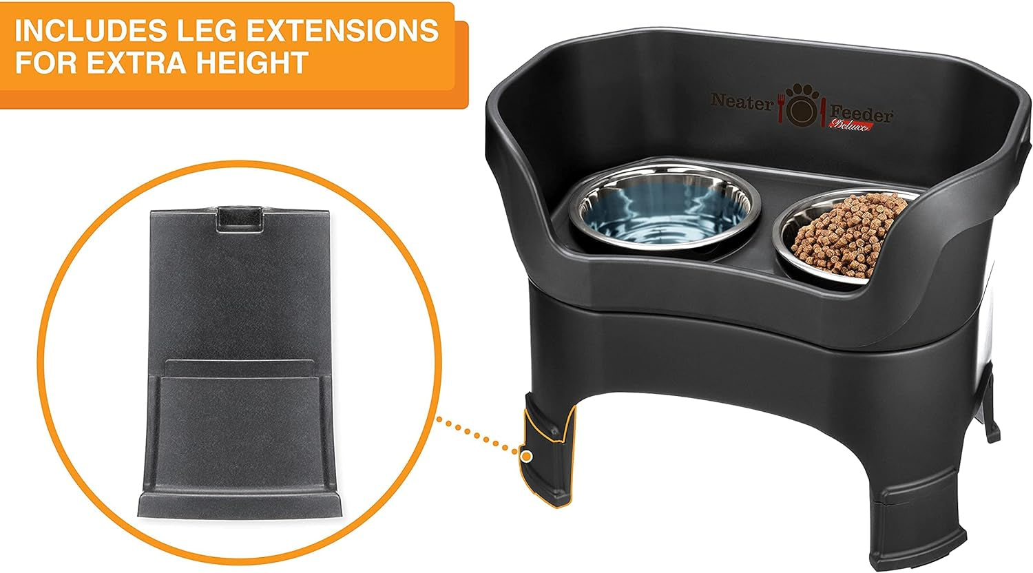 Neater Feeder Deluxe, Mess-Proof Elevated Dog Bowl for Large Dogs . Adjustable height
