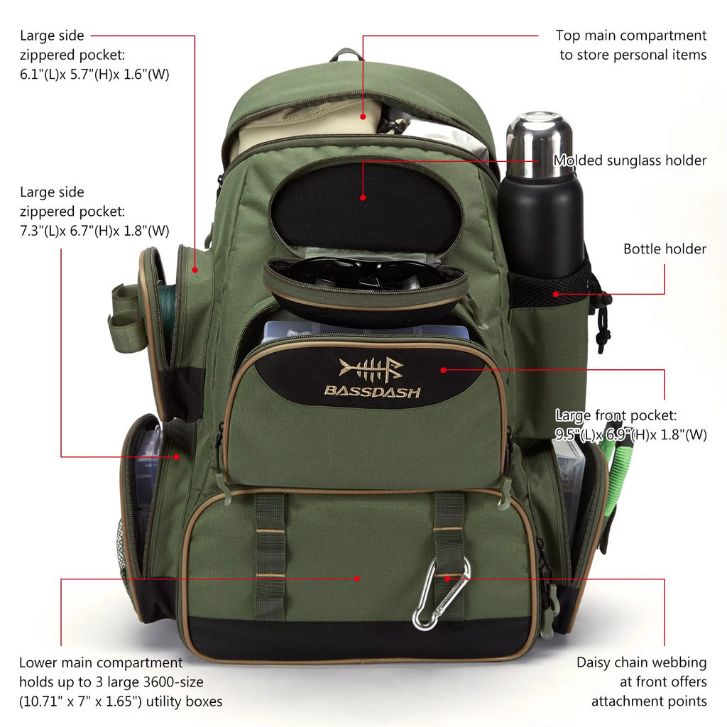 Fishing Bag Tackle Backpack Lightweight Tactical Tackle Box Multifunctional