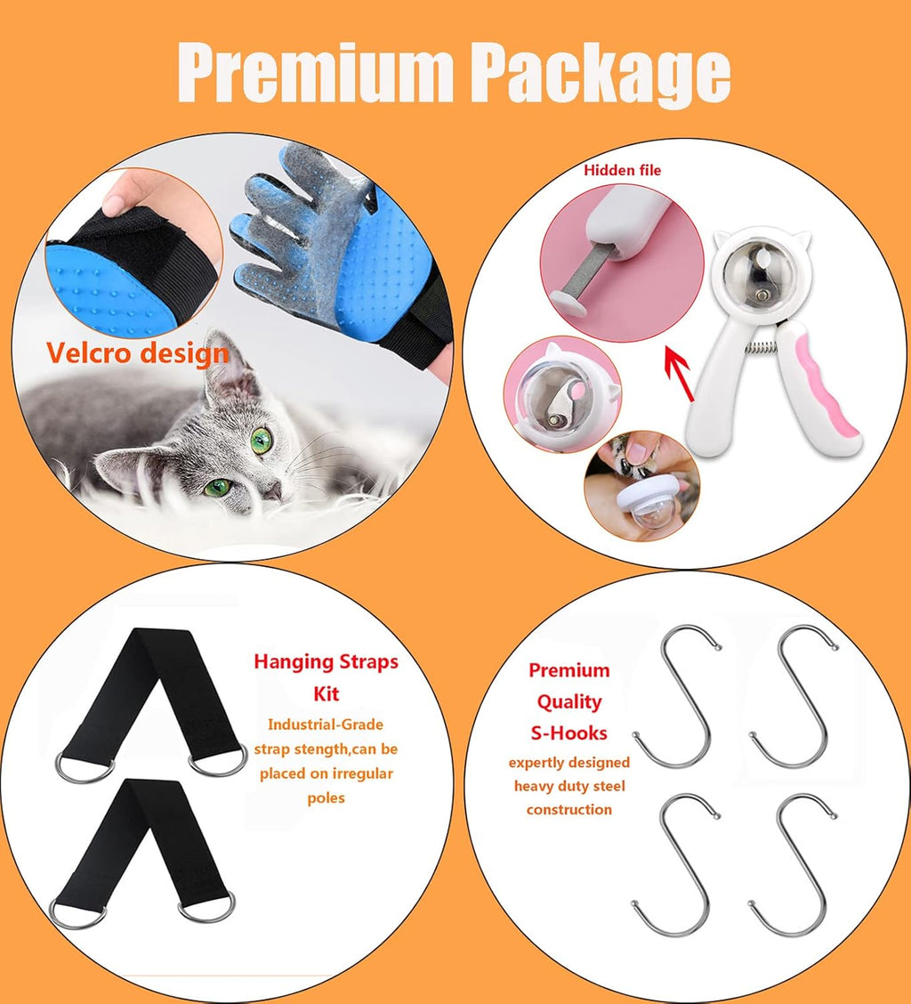 Pet Grooming Hammock with Anti-Splash Nail Clippers and Grooming Gloves - Dog Grooming Sling for Bathing, Grooming, and Nail Trimming (Model: -Cwdc0001)