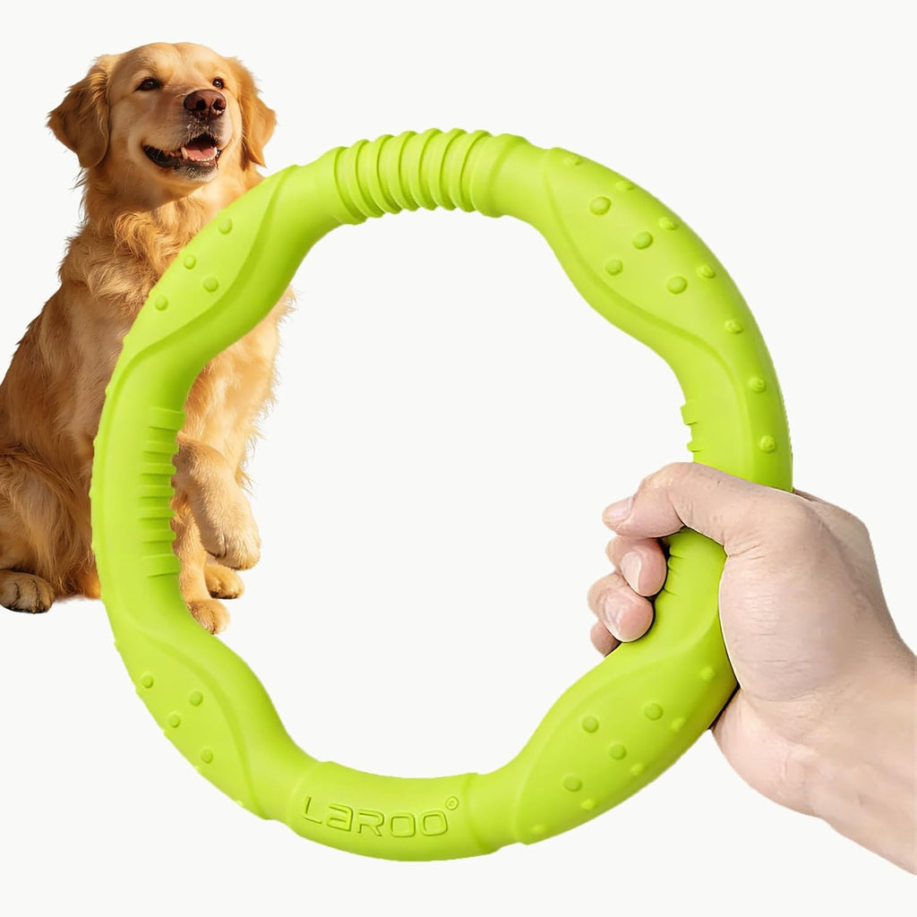 Dog Ring Toy Floating Flying Disc, Durable Lightweight Dog Toy for Medium Large Dogs Ideal for Throwing Catching Grabbing Outdoor Training Play Interactive Fetch Game(Green/11.8Inch)