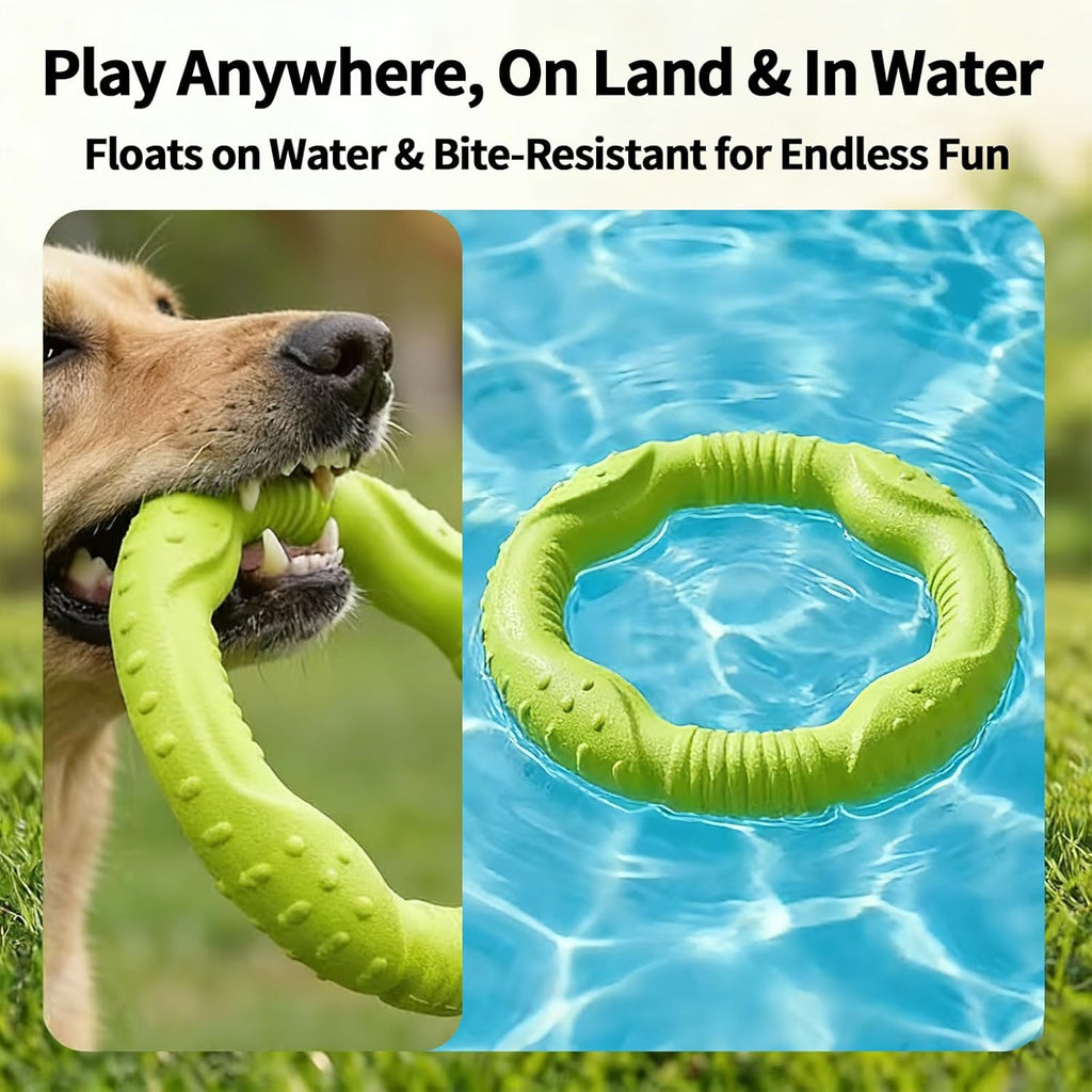 Dog Ring Toy Floating Flying Disc, Durable Lightweight Dog Toy for Medium Large Dogs Ideal for Throwing Catching Grabbing Outdoor Training Play Interactive Fetch Game(Green/11.8Inch)