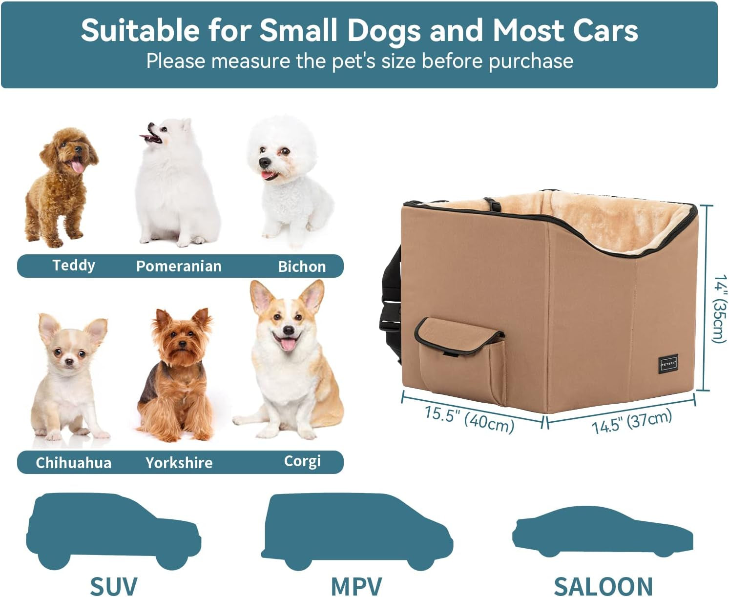 Dog Booster Seat With Carry Case and Washable Insert