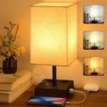 Bedside Lamp, Touch Control Small Lamp for Bedroom, Nightstand Lamp with Charging Station USB C + a Ports , 3 Way Dimmable for Home Living Room, LED Bulb Included, Upgraded Fabric Shade, Beige