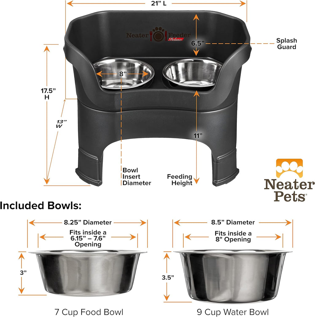 Neater Feeder Deluxe, Mess-Proof Elevated Dog Bowl for Large Dogs . Adjustable height
